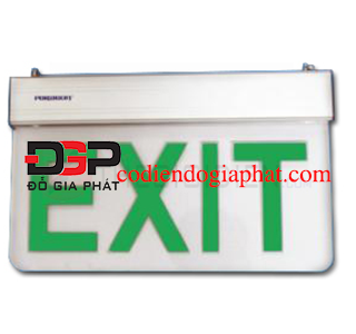 PEXH25SC-Bộ đèn Exit thoát hiểm 2 mặt, chữ xanh, nền trắng
